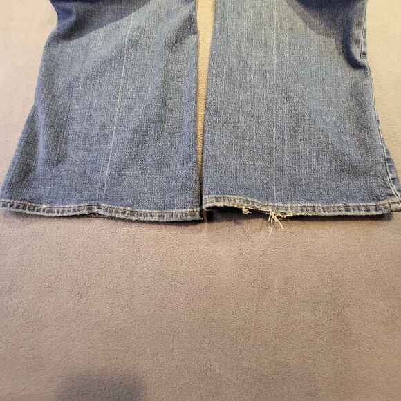 Mossimo Jeans Womens 16 Blue Medium Washed Distressed Flared Y2K Grunge - Picture 10 of 10